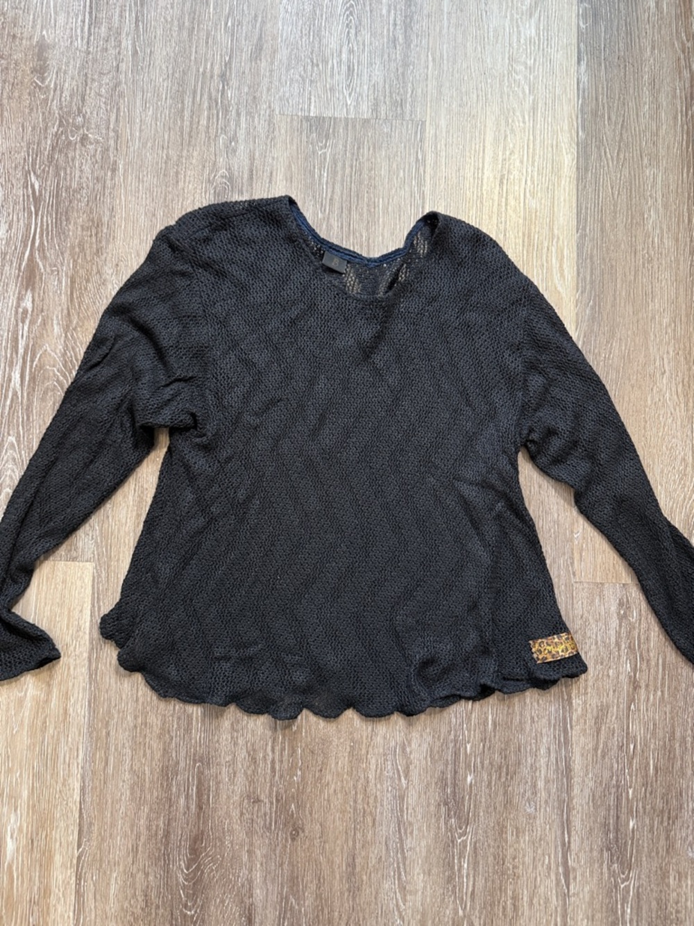 Black Lightweight Knit Long-Sleeve Top